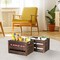 Farmhouse Wooden Crates - Large Solid Wood Crates with Handles for Storage and Display, 2 Pack Brown